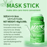 Green Tea Mask Stick for Face Purifying Clay Stick Mask For Deep Cleaning, Blackhead Remover for Men and Women Anti-Acne Oil Control & Clean Pores for All Skin Types 40g