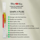 Bliss Kiss | Fragrance Free 4 Nail Oil Cuticle Pens w/Vitamin E & Jojoba⏤Nail Strengthener Nail Growth Treatment for Brittle, Peeling, Breaking, Thin nails