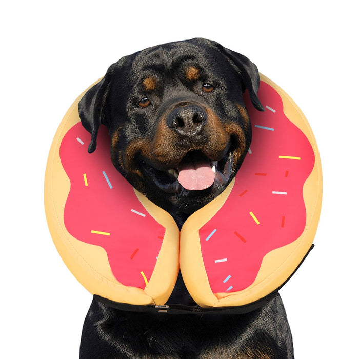 MIDOG Dog Cone Collar, Inflatable Dog Neck Donut Collar Alternative After Surgery, Soft Protective Recovery Cone for Small Medium Large Dogs and Cats Puppies - Alternative E Collar (RedDonut, XL)