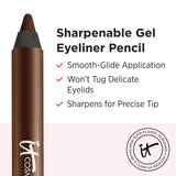 IT Cosmetics Superhero No-Tug Gel Eyeliner, Brilliant Brown - Soft Natural Brown - Waterproof, Blendable Formula - Sharpenable Pencil - 0.042 oz