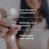 Biodegradable Dental Floss with a Refillable Glass Holder | Naturally Waxed with Candelilla Wax | 100% Compostable | 33yds/30m Natural Silk Spool | Eco-Friendly Zero Waste Oral Care | Mint Flavored