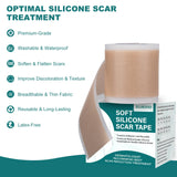 SLUKHIG Silicone Scar Sheets (1.6"x 158" Roll-4M), Silicone Scar Tape for Scar Removal Treatment, Reusable Silicone Scar Strips for C-Section, Keloid, Burn, Acne, Surgical Scars