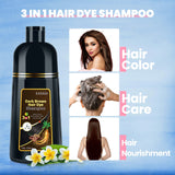 IIIMEIDU Dark Brown Hair Dye Shampoo 3 in 1, Instant Hair Color Shampoo for Women Men, Herbal Ingredients Hair Coloring Shampoo in Minutes 500ML