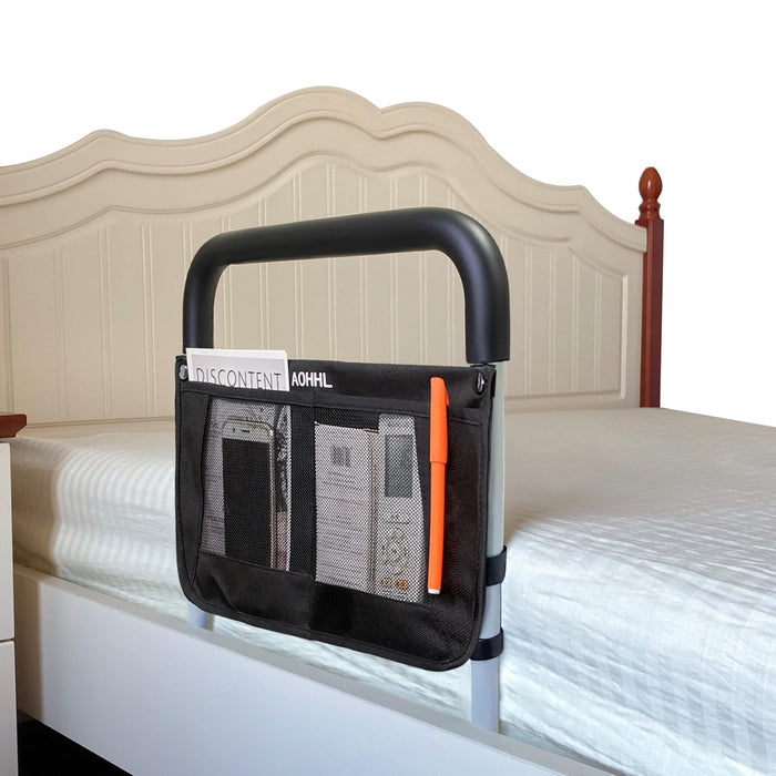 Bed Rails for Elderly Adults Safety with Adjustable Heights Storage Pocket Assist Support Side Railings for Seniors Citizens Slides Under Mattressbed Cane Bed Guard Bed Handles Bars (Grey)