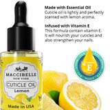 Maccibelle Cuticle Oil Heals Dry Cracked Cuticles 0.5 oz 2 Bottles (Lemon)