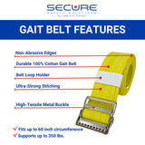 Secure Transfer and Walking Gait Belt for Seniors 60 Inch with Metal Buckle and Loop, Yellow - Medical Gate Standing Assist Aid for Elderly Patients, Physical Therapy, Nurse, Caregiver, Therapist