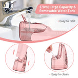 Sejoy Cordless Water Flosser, Water Dental Flosser Water Flossers for Teeth Portable Oral Irrigator Rechargeable for Home Travel Office, 270ML IPX7 Waterproof 5 Cleaning Modes and 5 Jet Tips Pink