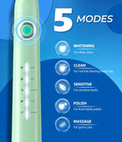 TEETHEORY Sonic Electric Toothbrushes for Adults, 8 Brush Heads Electric Toothbrush with 40000 VPM Deep Clean 5 Modes, Rechargeable Toothbrushes Fast Charge 4 Hours Last 30 Days (Green)