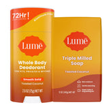 Lume Whole Body Deodorant And Soap - 2.6 Ounce Smooth Solid Stick With 72 Hour Odor Control and 5 Ounce Triple Milled Soap - Aluminum Free, Baking Soda Free and Skin Loving (Toasted Coconut)