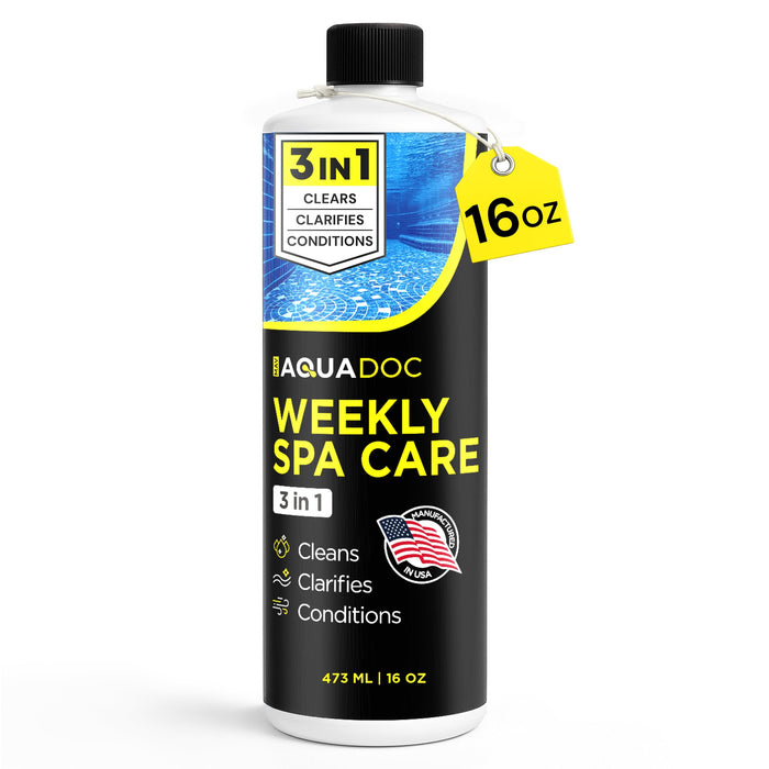 AquaDoc 3 in 1 Hot Tub Weekly Care - Concentrated Spa Water Conditioning Treatment with Cleaner and Clarifier Support to Help Reduce Residue and Improve Water Appearance - Made in USA - 16 oz