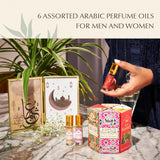 Dukhni Premiere Attar Oil Set Arab perfume oils for men and women | 6 assorted scents x 6ml | Arabian oud oil fragrances | Sampler Gift set, Halal & Vegan Islamic Scents