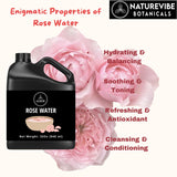 Naturevibe Botanicals Premium Rose Water (32oz) | 100% Pure and Natural | Liquid Toner | Hydrating Mist for Face and Hair | Soothes and Calms All Skin Types