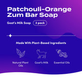 Indigo Wild Zum Bar Goat's Milk Soap - Mother's Day Gift - Patchouli-Orange - 3 oz (3 Pack)