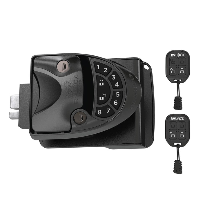 RVLOCK V4 Durable Metal RV Door Lock with Keypad and Remote, Premium Replacement for Trailers, Secure and Convenient Keyless Camper Door Lock Replacement, Patented Security Technology