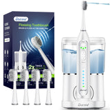 Ducard Professional Flossing Toothbrush for Teeth Pick: Electric Toothbrush and Water Flosser Combo in One -Whiter Teeth & Healthier Gums –Electric Toothbrush with Flossing,White