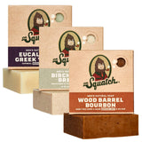 Dr. Squatch All Natural Bar Soap for Men, 3 Bar Variety Pack, Wood Barrel Bourbon, Birchwood Breeze, and Eucalyptus Greek Yogurt - Natural Men's Bar Soap