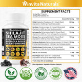 Shilajit Pure Himalayan Organic 10,000mg Sea Moss 6000mg Ashwagandha 3000mg Panax Ginseng 3000mg Cordyceps Rhodiola Rosea 1000mg Zinc, Fulvic Acid & Trace Minerals - Sea Moss Shilajit Capsules USA