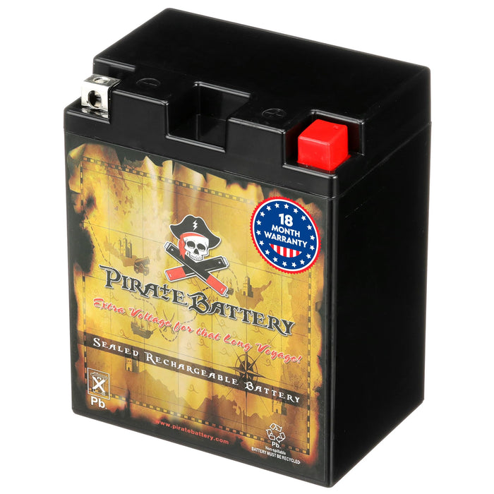 Pirate Battery YB14L-A2 12V 190 CCA AGM – Maintenance-Free 14 Ah Battery for ATV, Motorcycle, Scooter, UTV, Snowmobile – T3 Nut & Bolt Terminal – Fits Polaris Sportsman 90, Honda Spree NQ50