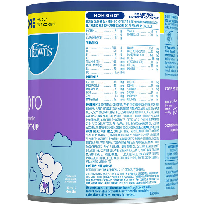 Good Start | Dr. Brown's Soothe Pro, Baby Formula Powder, for Sensitive Tummies, Gas, Fussiness and Spit-Up, Infant Formula with Probiotics, DHA, Non-GMO, 30.6 Ounce