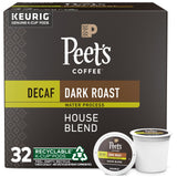 Peet's Coffee, Dark Roast Decaf Coffee K-Cup Coffee Pods for Keurig Coffee Machines - Decaf House Blend, 32 Count (1 Box of 32 K-Cup Pods)