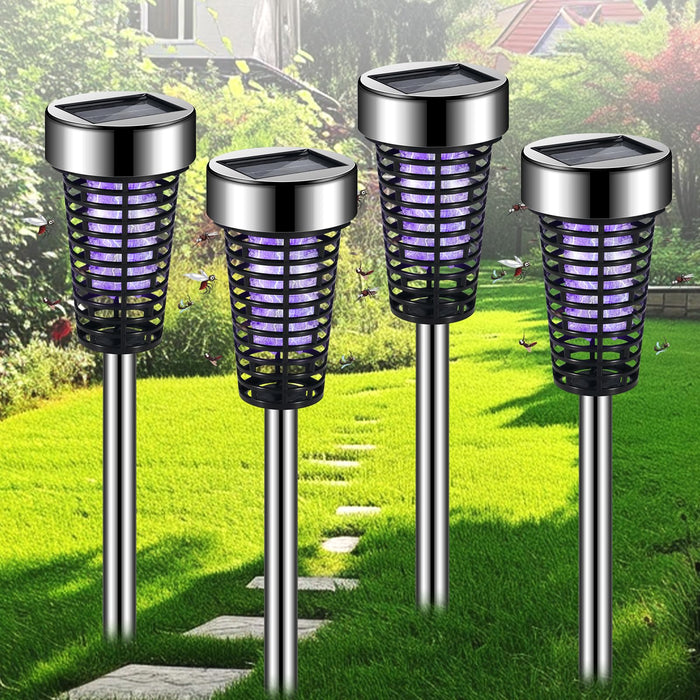 Jahy2Tech 4 Pcs Solar Bug Zapper Outdoor Mosquito Zapper Mosquito Killer Lamp for Patio Yard Garden Pathway Insect Mosquito Repellent Purple and White Light