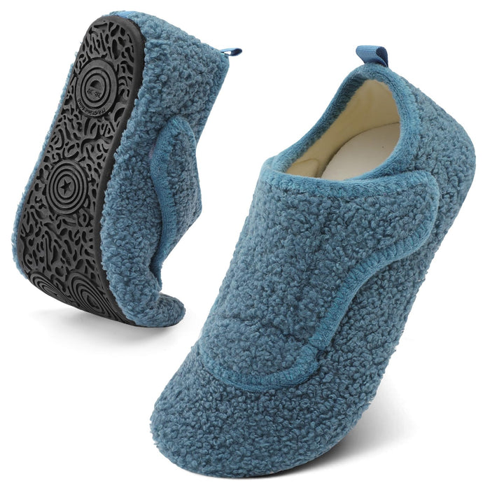 BARERUN Womens Alippers Winter Loafers for Women Bunion Shoes for Women Men Slippers for Elderly Mens Womens Warm Slippers Bedroom Slippers Women Blue 5.5-6.5 Women 4-5 Men