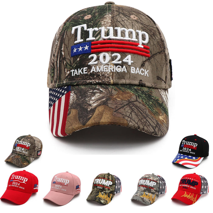 Trump 2024 Hat MAGA Hat Embroidered Take America Back Donald Trump Slogan USA Adjustable Camo Baseball Cap for Woman Men