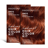 Madison Reed Radiant Hair Color Kit, Medium Amaretto Red for 100% Gray Coverage, Ammonia-Free, 6NCG Sardinia Red, Permanent Hair Dye, Pack of 2