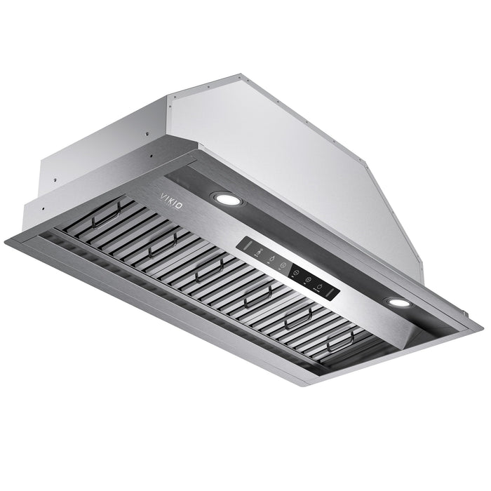 VIKIO HOME Range Hood Insert 36Inch,Built-in Kitchen Hood with 980 CFM, Ducted/Ductless Convertible Duct,Stainless Steel Kitchen Vent Hood/Gesture/Touch Control, 2 Pcs Baffle Filters with Handlebar