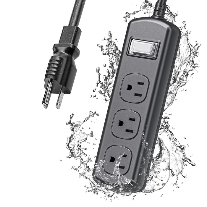 EIGSO Outdoor Power Strip Weatherproof, IPX6 Grade Waterproof Surge Protector with 3 Wide Outlets, Anti-Electric Shock, 6 FT Heavy Duty Extension Cord for Outdoor Patio Garden, Black