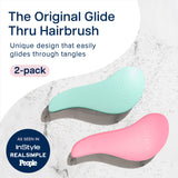 Glide Thru Detangling Brush by Crave Naturals - For Wet/Dry Hair, Men/Women/Kids, Turquoise & Pink