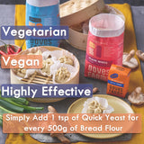 DOVES FARM Quick Yeast | For Bread & Pizza Dough Baking | Useful for Home Hand Baking & Bread Machine | Highly Effective Instant Dry Yeast | 4.41 Oz (125gm)