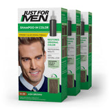 Just For Men Shampoo-In Color (Formerly Original Formula), Mens Hair Color with Keratin and Vitamin E for Stronger Hair - Ash Brown, H-20, Pack of 3