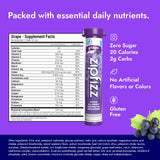 Zipfizz Daily Energy Drink Powder, Grape, 20 Pack | 3-in-1 Sustained Energy, Rapid Hydration, and Essential Vitamins | Sugar-Free | Electrolyte Powder | Contains Vitamin B-12 & Antioxidants