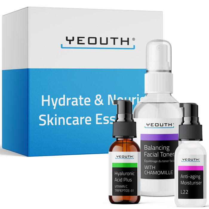 YEOUTH Hyaluronic Acid Serum with Vitamin C, Face Toner, Face Moisturizer, Skin Care Set for Wrinkles & Dull Skin, Mothers Day Gifts, Self Care Routine, Skin Care Gift Set 3-Piece