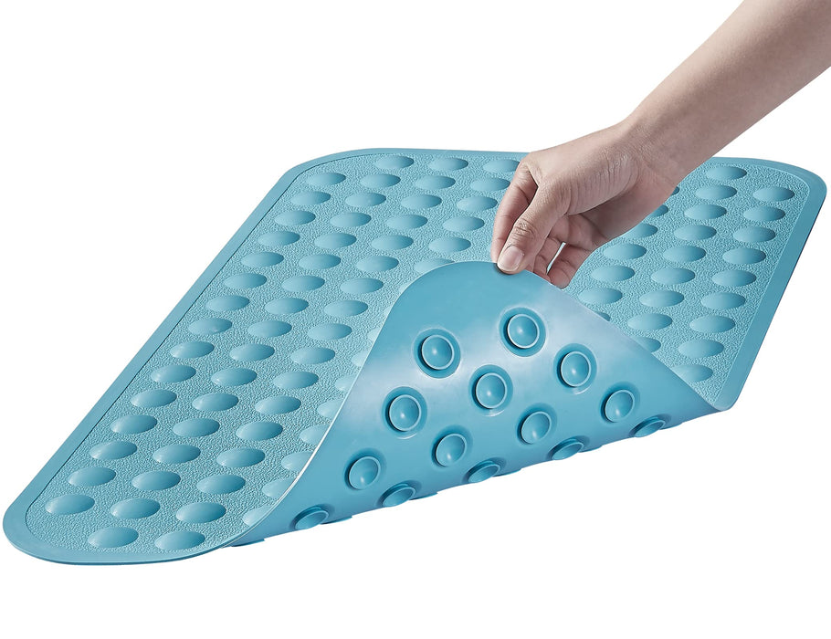 Yanzifly Bathtub Mat Non Slip Bath Mat for Tub Silicone Soft & Safe, Bath Tub Mat Non Slip Shower Mats, Suction Cups Bath Tub Anti Slip Matt for Kids Elderly Non Toxic, Machine Washable- Blue