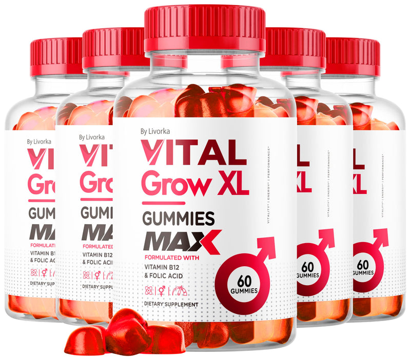 (5 Pack) Vital Grow XL Male Gummies - Men's Performance Gummies 1050MG Vital GrowXL Blend, Vital Growth Gummy Advanced Gomitas Formula, 300 Gummies for 5 Months