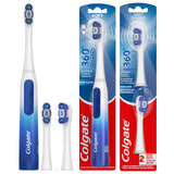 Colgate 360 Floss Tip Sonic Powered Battery Toothbrush, 2 Pack with Floss Tip Refill Heads