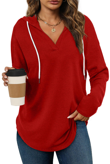 Christmas Sweaters for Women 2023 V Neck Long Sleeve Shirts Casual Tops Bright Red XXL