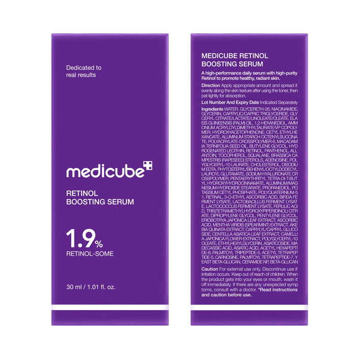 medicube Retinol Boosting Serum | Intensive Firming, Hydration & Plumping Care with Retinol, Peptides & Vitamins | Pore-Refining, Smooth Radiant Skin | Korean Skincare, 1.01 fl. oz
