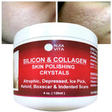 ALKA VITA Acne Scars Silicon & Collagen Skin Polishing Crystals Gel For Indented Rolling Atrophic & Keloid Scars Natural Ingredients By, Clear, 4.0 Fl Oz, (Pack of 1)