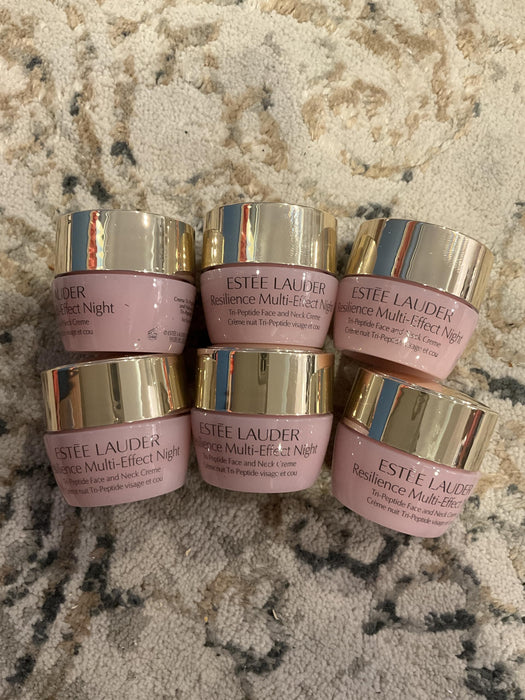Pack of 6 x Estee Lauder Resilience Multi-Effect Night Tri-Peptide Face & Neck Creme 0.24 oz each Unboxed