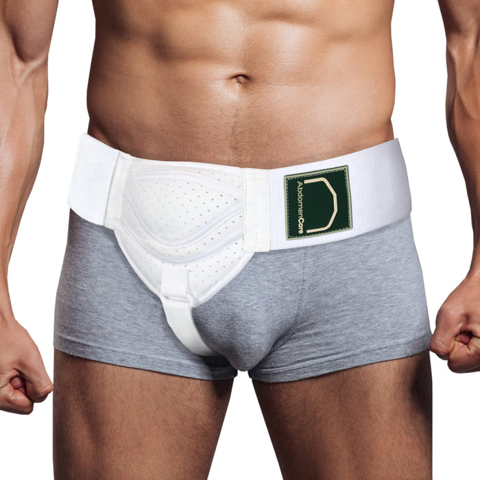 Abdomencare Inguinal Hernia Support Belt for Men & Women with 2 Compression Pads - Hernia Belt for Men Inguinal - for Left or Right Side Inguinal Hernias I Hernia Belts for Men Truss Support S/M