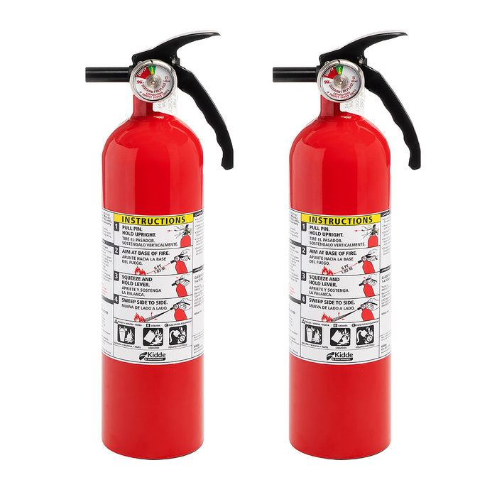 Kidde Fire Extinguisher for Home, 1-A:10-B:C, Dry Chemical Extinguisher, Red, Mounting Bracket Included, 2 Pack