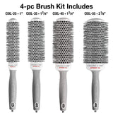 Olivia Garden Ceramic + Ion Speed XL Extra-Long Barrel Hair Brush kit contains CIXL25, CIXL35, CIXL45, CIXL55 - CIXLBOX01 (4-PC BOX DEAL)