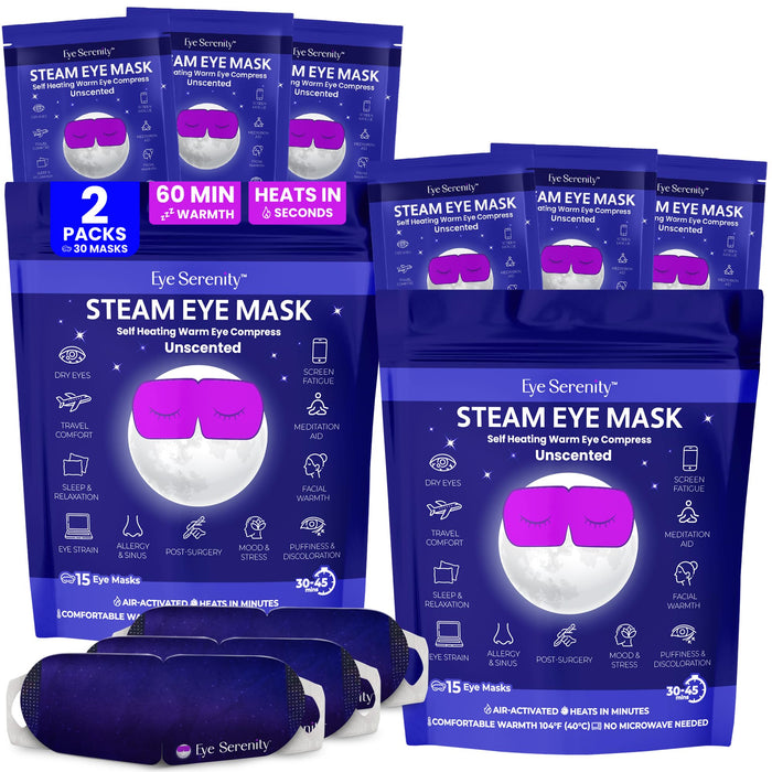 Eye Serenity Steam Eye Mask, Heated Eye Mask, Self Heating Warm Compress for Dry Eyes, Fast Relief for Stye, Puffy Sensitive Eyes, Moist Heat, Mothers Day Gifts for Women and Men - Unscented