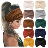 Jesries Wide Headbands for Women African Boho Large Turbans Black Elastic Knotted Head Wrap Lady Girl Leopard Big Sport Workout Hair Band Style2