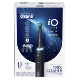 Oral-B iO Deep Clean + Whiten Rechargeable Electric Toothbrush with Visible Pressure Sensor, 2 Minute Timer, 5 Cleaning Settings, 1 iO5 Limited, 3 Toothbrush Heads, Travel Case & Refill Holder, Black