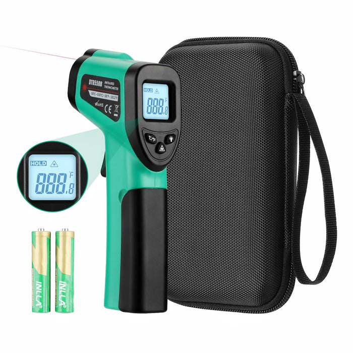 Infrared Thermometer Gun for Cooking, -58℉~1022℉, Digital Laser Temperature Gun for Blackstone Pizza Oven Reptiles, IR thermometer with Carrying Storage Case, Larger Font, LCD Backlit, Green