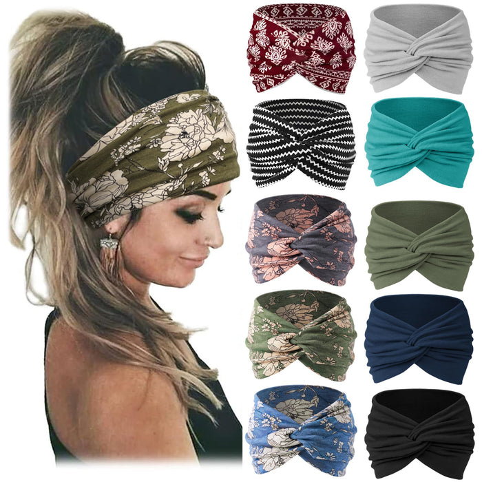 Jesries Women Headbands African Wide Hair Wrap Extra Turban Head Bands for Lady Large Sport Workout Stretch Non-slip Big Hair Bands